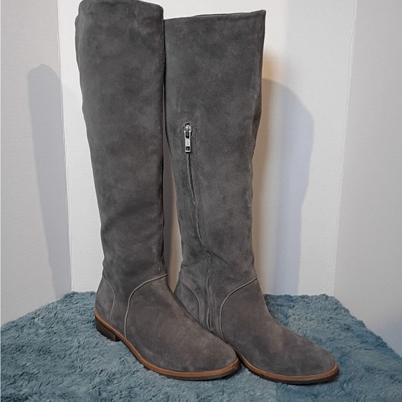 UGG Tall Gray Suede Boots Women’s Size 7 Side Zip - Picture 3 of 12